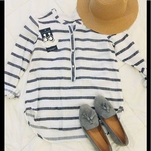 Adorable Grey Striped Top - LOFT - Size XS